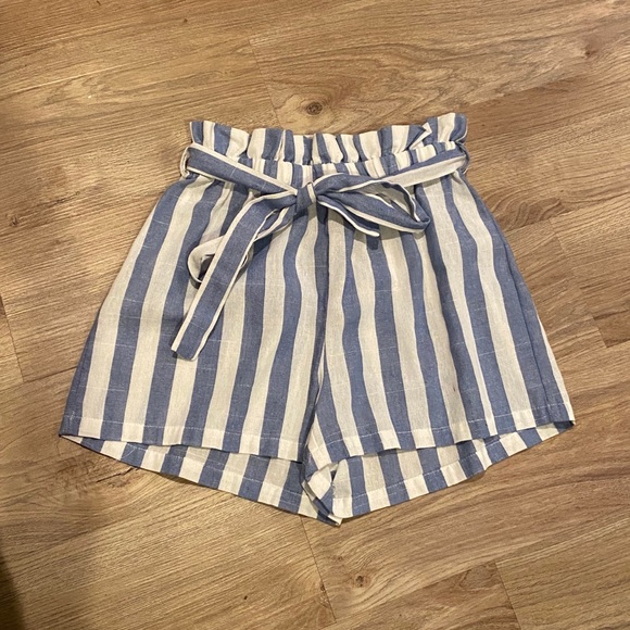 Shien Pants - Blue and White Striped Shorts